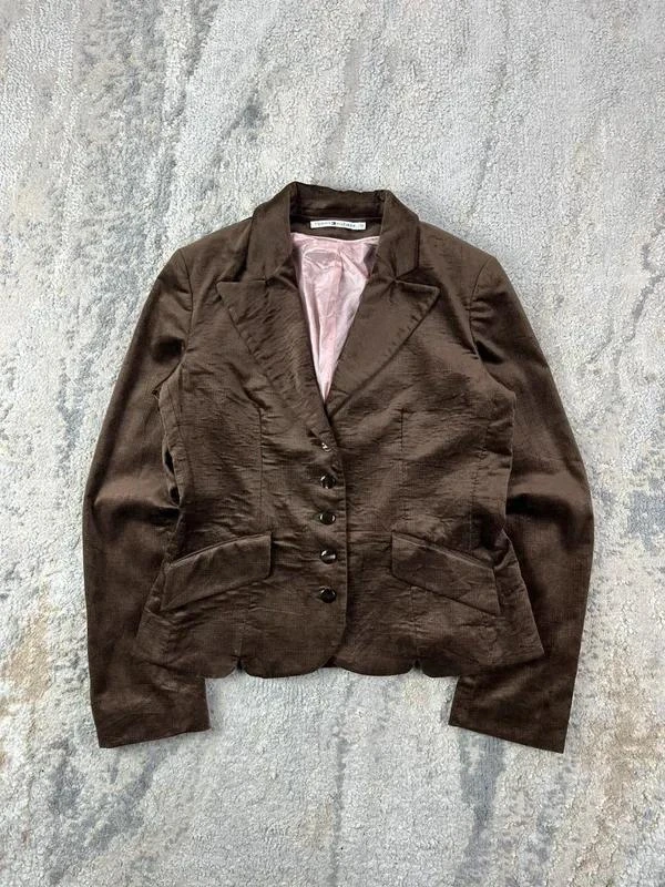 Vintage 90s Tommy Hilfiger Women's Brown Blazer Long Sleeve Jacket Size M